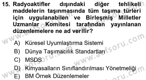 Lojistik İlkeleri Dersi 2018 - 2019 Yılı 3 Ders Sınav Soruları 15. Soru
