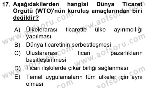 Lojistik İlkeleri Dersi 2018 - 2019 Yılı Yaz Okulu Sınav Soruları 17. Soru