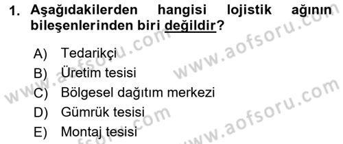 Lojistik İlkeleri Dersi Ara Sınavı Deneme Sınav Soruları 1. Soru