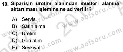 Lojistik İlkeleri Dersi Ara Sınavı Deneme Sınav Soruları 10. Soru