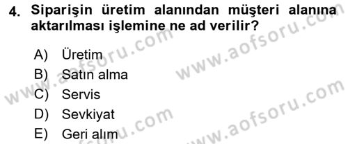 Lojistik İlkeleri Dersi 2019 - 2020 Yılı (Final) Dönem Sonu Sınav Soruları 4. Soru
