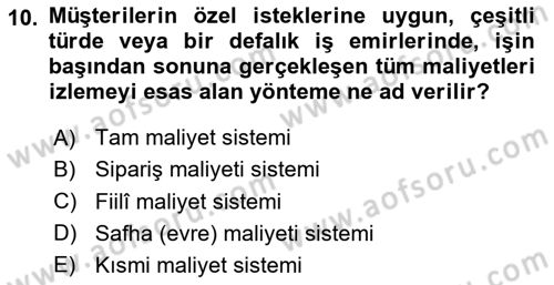 Lojistik İlkeleri Dersi 2020 - 2021 Yılı Yaz Okulu Sınav Soruları 10. Soru