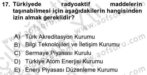 Lojistik İlkeleri Dersi 2020 - 2021 Yılı Yaz Okulu Sınav Soruları 17. Soru