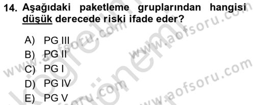 Lojistik İlkeleri Dersi 2022 - 2023 Yılı (Final) Dönem Sonu Sınavı 14. Soru