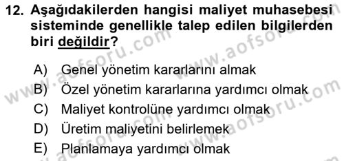 Lojistik İlkeleri Dersi 2022 - 2023 Yılı Yaz Okulu Sınav Soruları 12. Soru