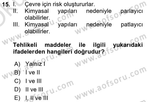 Lojistik İlkeleri Dersi 2022 - 2023 Yılı Yaz Okulu Sınavı 15. Soru