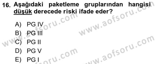Lojistik İlkeleri Dersi 2022 - 2023 Yılı Yaz Okulu Sınav Soruları 16. Soru