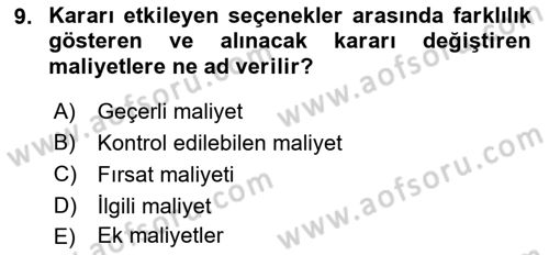 Lojistik İlkeleri Dersi 2022 - 2023 Yılı Yaz Okulu Sınav Soruları 9. Soru