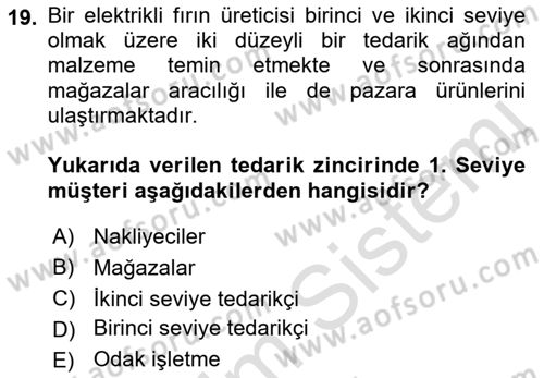 Lojistik İlkeleri Dersi 2023 - 2024 Yılı (Vize) Ara Sınav Soruları 19. Soru