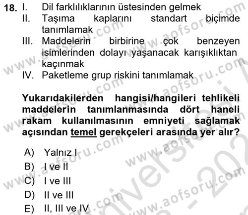 Lojistik İlkeleri Dersi 2023 - 2024 Yılı (Final) Dönem Sonu Sınav Soruları 18. Soru