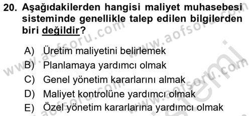 Lojistik İlkeleri Dersi 2023 - 2024 Yılı (Final) Dönem Sonu Sınav Soruları 20. Soru