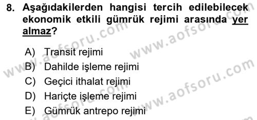 Lojistik İlkeleri Dersi 2023 - 2024 Yılı (Final) Dönem Sonu Sınav Soruları 8. Soru