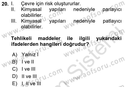 Lojistik İlkeleri Dersi 2023 - 2024 Yılı Yaz Okulu Sınav Soruları 20. Soru