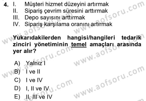 Lojistik İlkeleri Dersi 2024 - 2025 Yılı (Final) Dönem Sonu Sınav Soruları 4. Soru