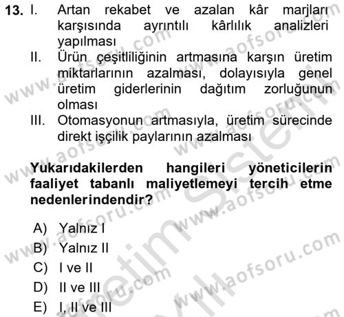 Lojistik İlkeleri Dersi 2024 - 2025 Yılı Yaz Okulu Sınav Soruları 13. Soru