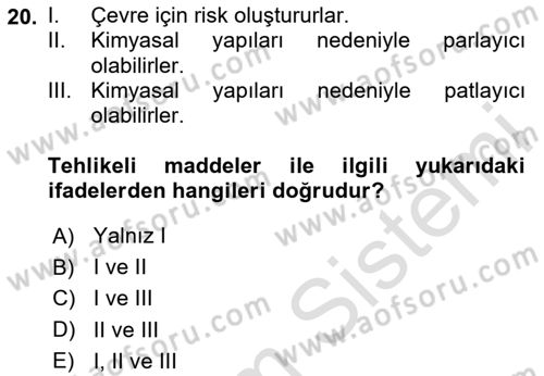 Lojistik İlkeleri Dersi 2024 - 2025 Yılı Yaz Okulu Sınav Soruları 20. Soru