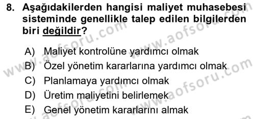 Lojistik İlkeleri Dersi 2024 - 2025 Yılı Yaz Okulu Sınav Soruları 8. Soru