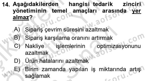 Lojistik İlkeleri Dersi 2025 - 2026 Yılı (Vize) Ara Sınav Soruları 14. Soru
