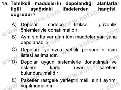 Lojistik İlkeleri Dersi 2025 - 2026 Yılı (Final) Dönem Sonu Sınav Soruları 15. Soru