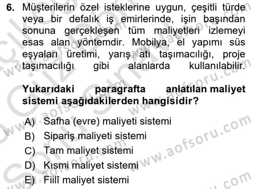 Lojistik İlkeleri Dersi 2025 - 2026 Yılı (Final) Dönem Sonu Sınav Soruları 6. Soru