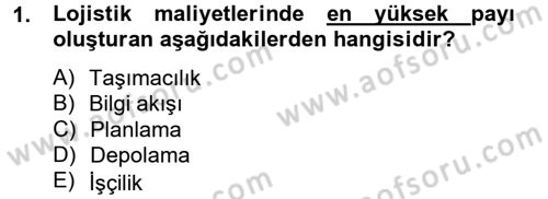 Çağdaş Lojistik Uygulamaları Dersi 2012 - 2013 Yılı (Vize) Ara Sınav Soruları 1. Soru