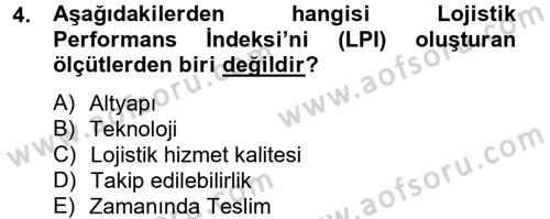 Çağdaş Lojistik Uygulamaları Dersi 2012 - 2013 Yılı (Vize) Ara Sınav Soruları 4. Soru
