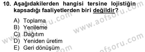 Çağdaş Lojistik Uygulamaları Dersi 2012 - 2013 Yılı (Final) Dönem Sonu Sınav Soruları 10. Soru