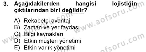 Çağdaş Lojistik Uygulamaları Dersi 2012 - 2013 Yılı (Final) Dönem Sonu Sınav Soruları 3. Soru