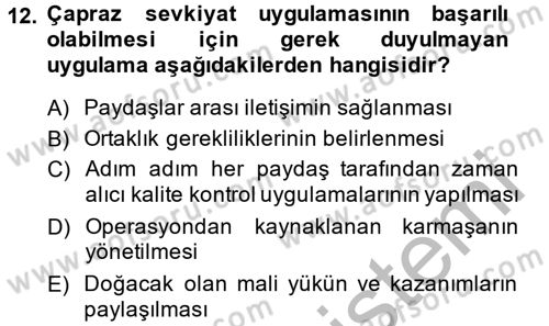 Çağdaş Lojistik Uygulamaları Dersi 2013 - 2014 Yılı (Vize) Ara Sınav Soruları 12. Soru