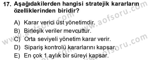 Çağdaş Lojistik Uygulamaları Dersi 2013 - 2014 Yılı (Vize) Ara Sınav Soruları 17. Soru