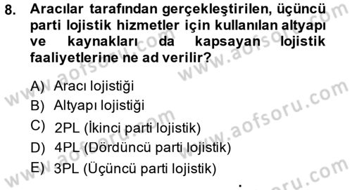 Çağdaş Lojistik Uygulamaları Dersi 2013 - 2014 Yılı (Vize) Ara Sınav Soruları 8. Soru