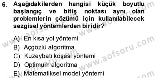Çağdaş Lojistik Uygulamaları Dersi 2013 - 2014 Yılı (Final) Dönem Sonu Sınav Soruları 6. Soru