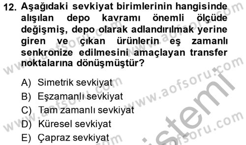 Çağdaş Lojistik Uygulamaları Dersi 2014 - 2015 Yılı (Vize) Ara Sınav Soruları 12. Soru