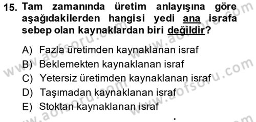 Çağdaş Lojistik Uygulamaları Dersi 2014 - 2015 Yılı (Vize) Ara Sınav Soruları 15. Soru