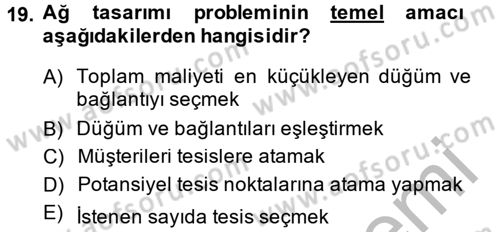 Çağdaş Lojistik Uygulamaları Dersi 2014 - 2015 Yılı (Vize) Ara Sınav Soruları 19. Soru
