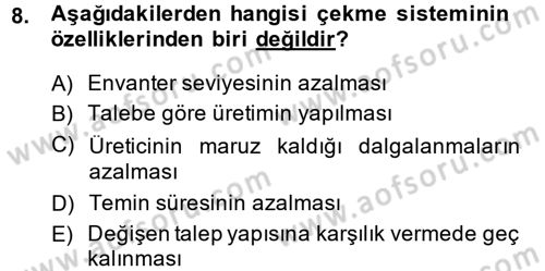 Çağdaş Lojistik Uygulamaları Dersi 2014 - 2015 Yılı (Final) Dönem Sonu Sınav Soruları 8. Soru