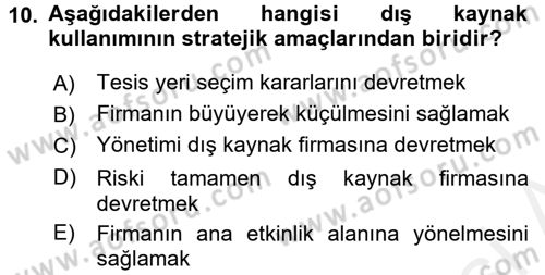 Çağdaş Lojistik Uygulamaları Dersi 2015 - 2016 Yılı (Vize) Ara Sınav Soruları 10. Soru