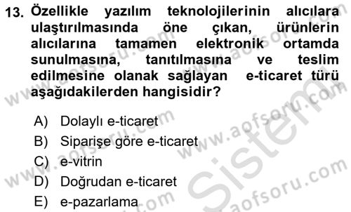 Çağdaş Lojistik Uygulamaları Dersi 2015 - 2016 Yılı (Final) Dönem Sonu Sınav Soruları 13. Soru
