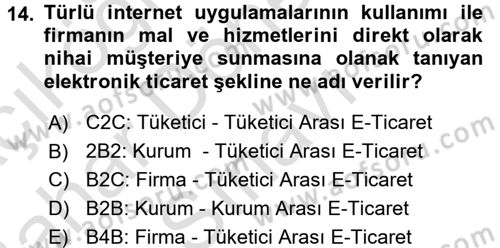 Çağdaş Lojistik Uygulamaları Dersi 2015 - 2016 Yılı (Final) Dönem Sonu Sınav Soruları 14. Soru