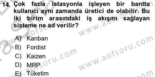 Çağdaş Lojistik Uygulamaları Dersi 2016 - 2017 Yılı (Vize) Ara Sınav Soruları 14. Soru