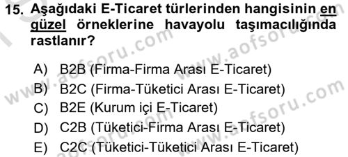 Çağdaş Lojistik Uygulamaları Dersi 2016 - 2017 Yılı (Final) Dönem Sonu Sınav Soruları 15. Soru