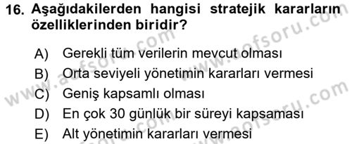 Çağdaş Lojistik Uygulamaları Dersi 2017 - 2018 Yılı (Vize) Ara Sınav Soruları 16. Soru