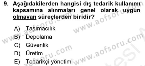 Çağdaş Lojistik Uygulamaları Dersi 2017 - 2018 Yılı (Vize) Ara Sınav Soruları 9. Soru
