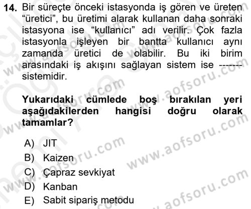 Çağdaş Lojistik Uygulamaları Dersi 2018 - 2019 Yılı (Vize) Ara Sınav Soruları 14. Soru