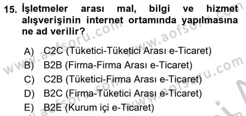 Çağdaş Lojistik Uygulamaları Dersi 2018 - 2019 Yılı Yaz Okulu Sınav Soruları 15. Soru