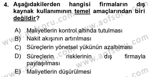 Çağdaş Lojistik Uygulamaları Dersi 2018 - 2019 Yılı Yaz Okulu Sınav Soruları 4. Soru