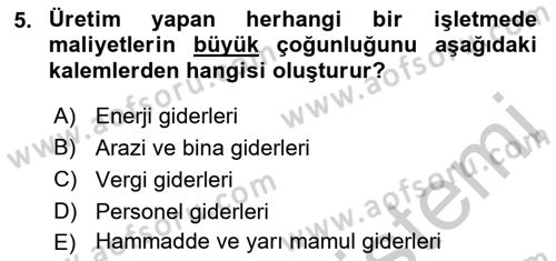 Çağdaş Lojistik Uygulamaları Dersi 2018 - 2019 Yılı Yaz Okulu Sınav Soruları 5. Soru