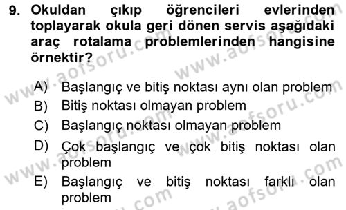 Çağdaş Lojistik Uygulamaları Dersi 2020 - 2021 Yılı Yaz Okulu Sınav Soruları 9. Soru