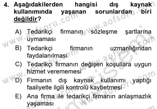 Çağdaş Lojistik Uygulamaları Dersi 2022 - 2023 Yılı Yaz Okulu Sınav Soruları 4. Soru