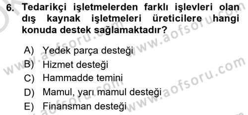 Çağdaş Lojistik Uygulamaları Dersi 2022 - 2023 Yılı Yaz Okulu Sınav Soruları 6. Soru